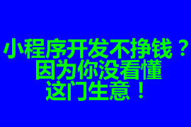 小程序開發(fā)不掙錢？因為你沒看懂這門生意！