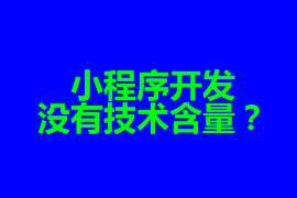 小程序開發(fā)沒有技術含量？